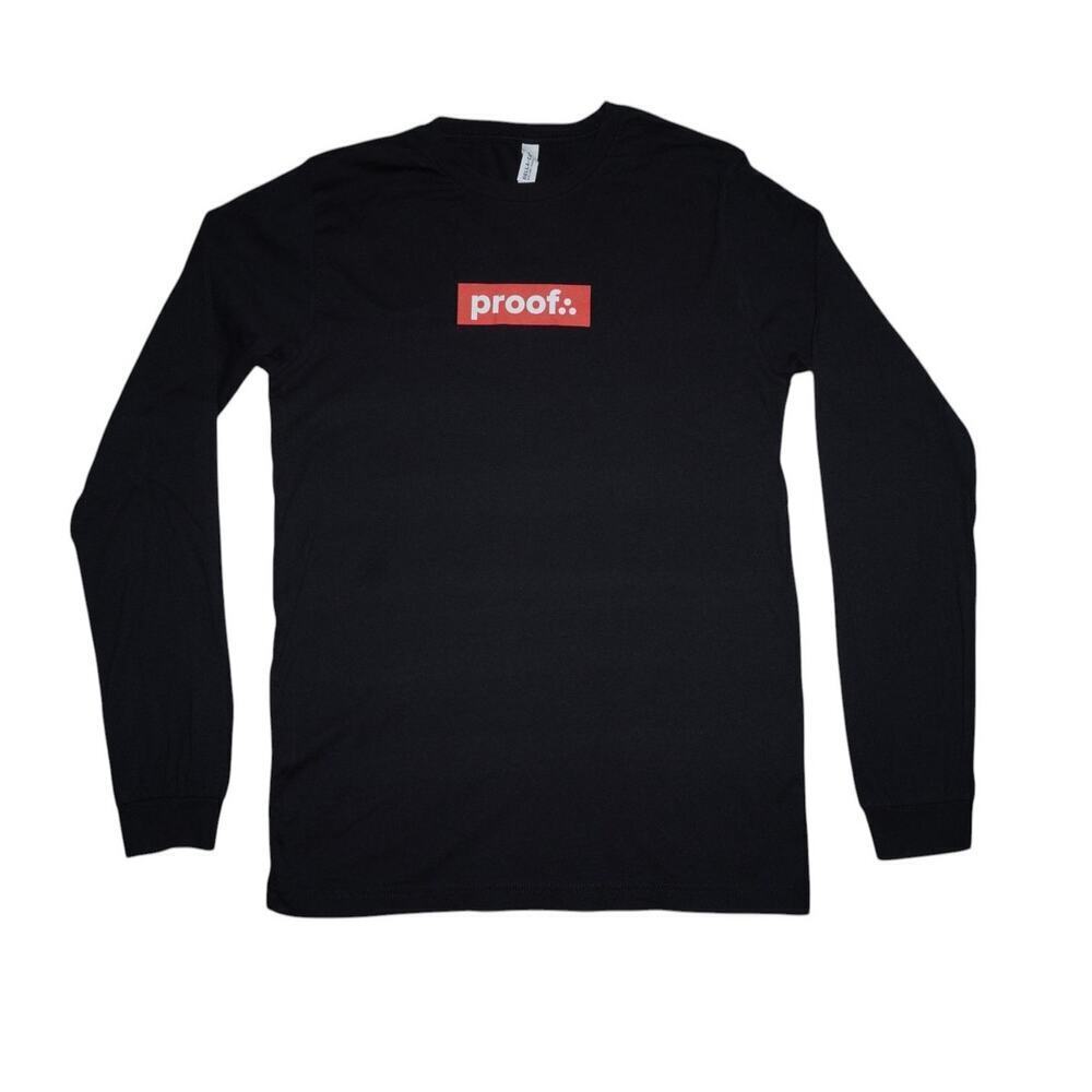 Proof. Black Long Sleeve Graphic T-Shirt – Bella + Canvas Airlume Jersey  Size M